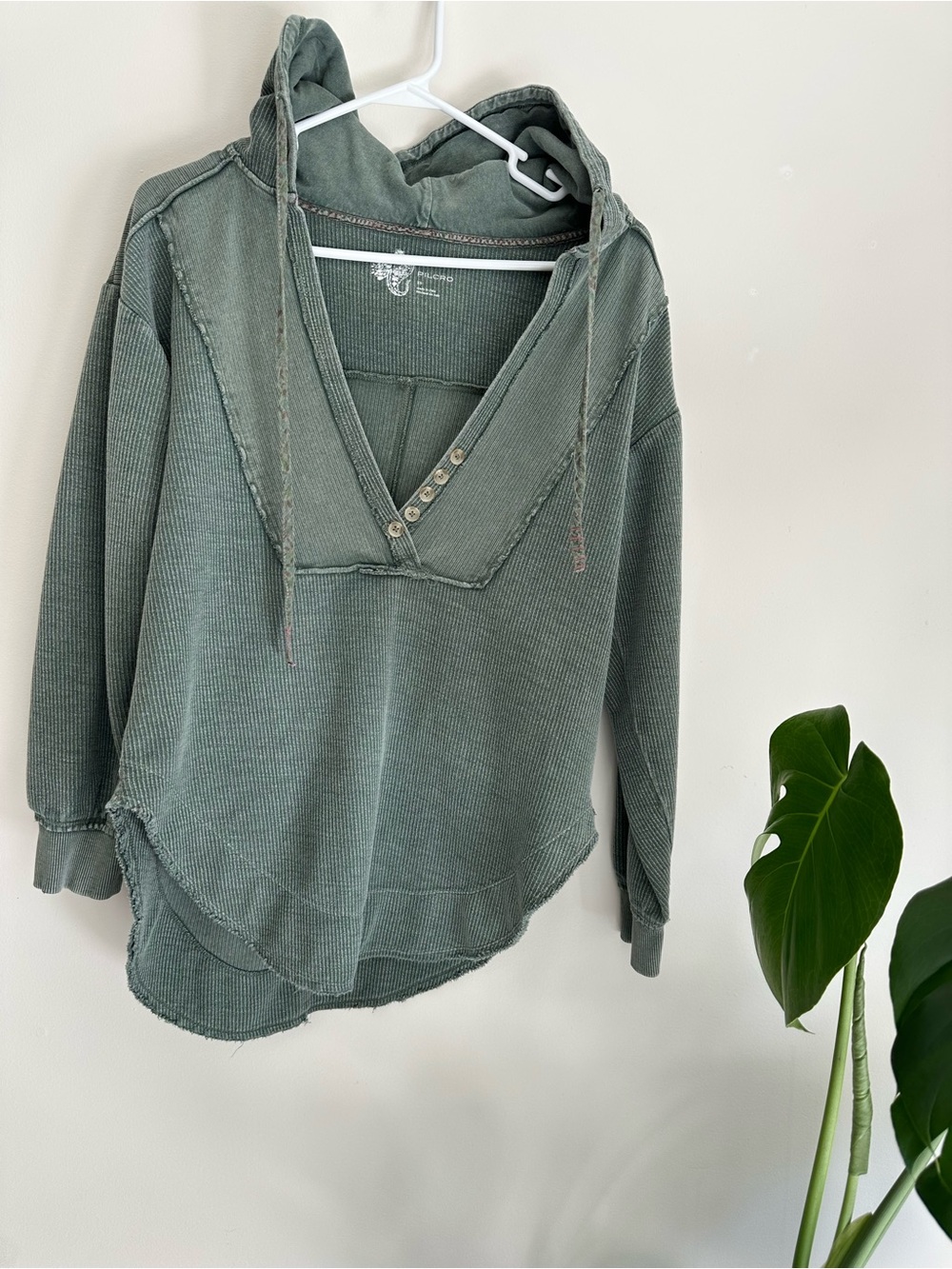 Pilcro Green Hooded Long Sleeve Top